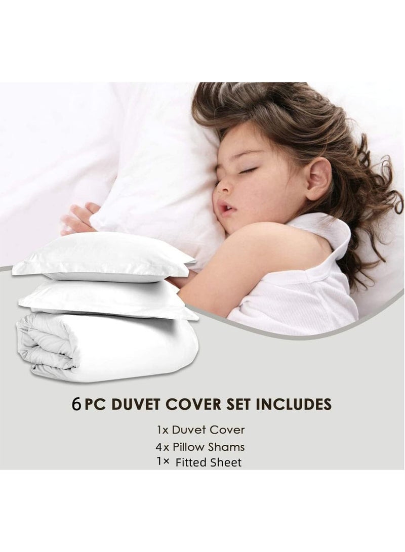 King Size Cotton Duvet Cover Set Microfibre Super Soft Cotton 6 piece Includes 1Duvet Cover 1 Fitted Sheet 4 Pillowcases