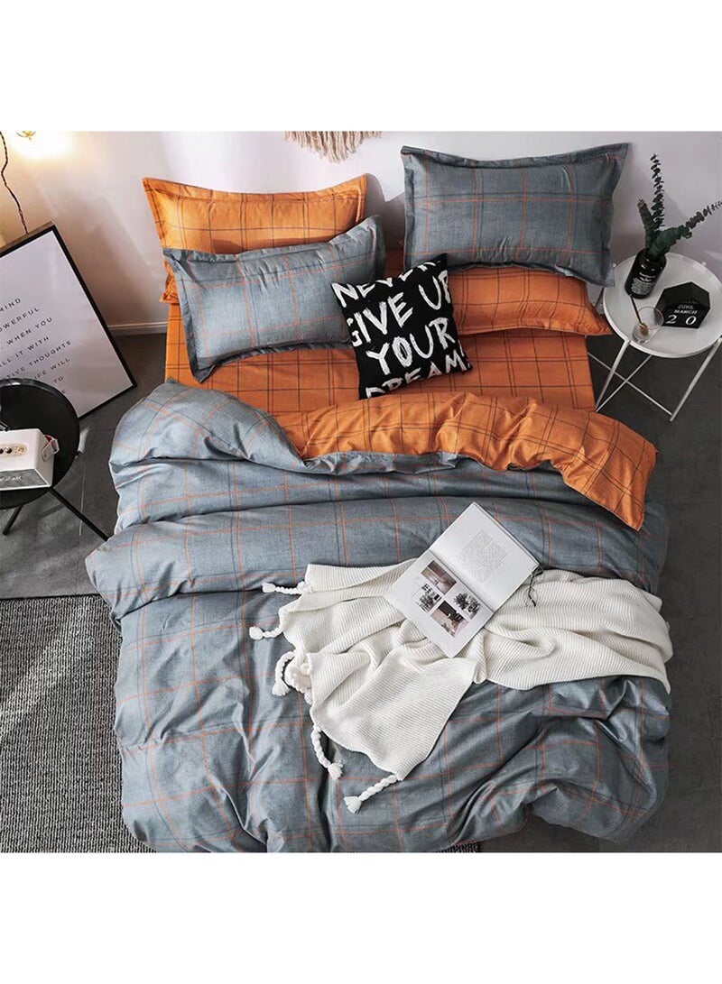 King Size Cotton Duvet Cover Set Microfibre Super Soft Cotton 6 piece Includes 1Duvet Cover 1 Fitted Sheet 4 Pillowcases