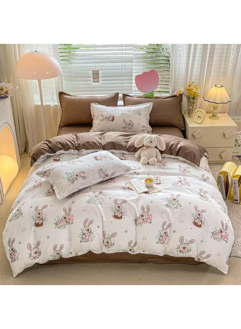 King Size Cotton Duvet Cover Set Microfibre Super Soft Cotton 6 piece Includes 1Duvet Cover 1 Fitted Sheet 4 Pillowcases