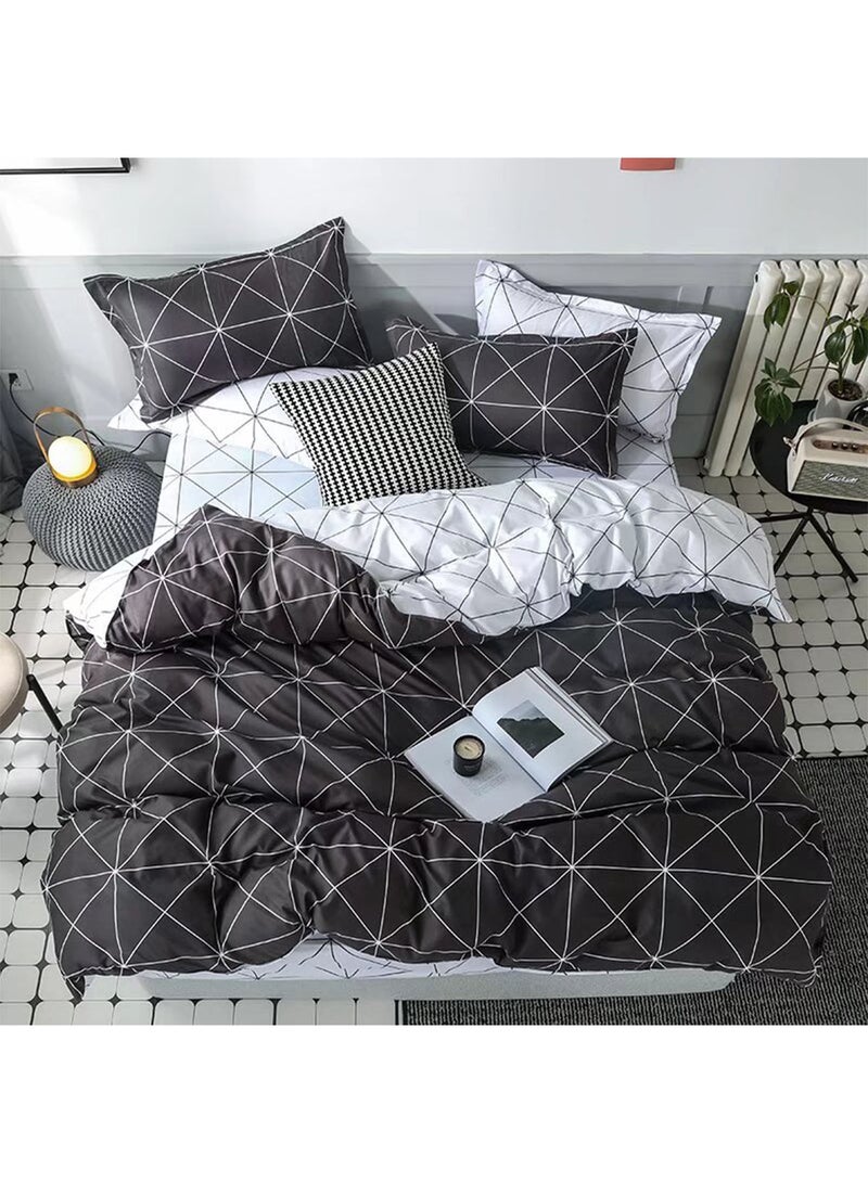 King Size Cotton Duvet Cover Set Microfibre Super Soft Cotton 6 piece Includes 1Duvet Cover 1 Fitted Sheet 4 Pillowcases