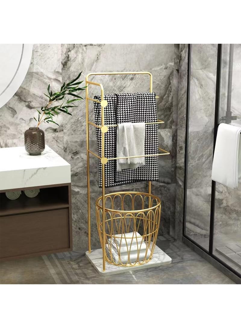 3-Tier Towel Rack with Basket for Dirty Clothes standing Blanket Rack for Bathroom and Bedroom