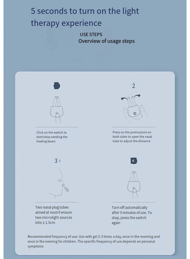 Nasal Irritation Light Therapy Device - Portable Relief for Nasal Congestion, Runny Nose, and Allergies for Adults and Children