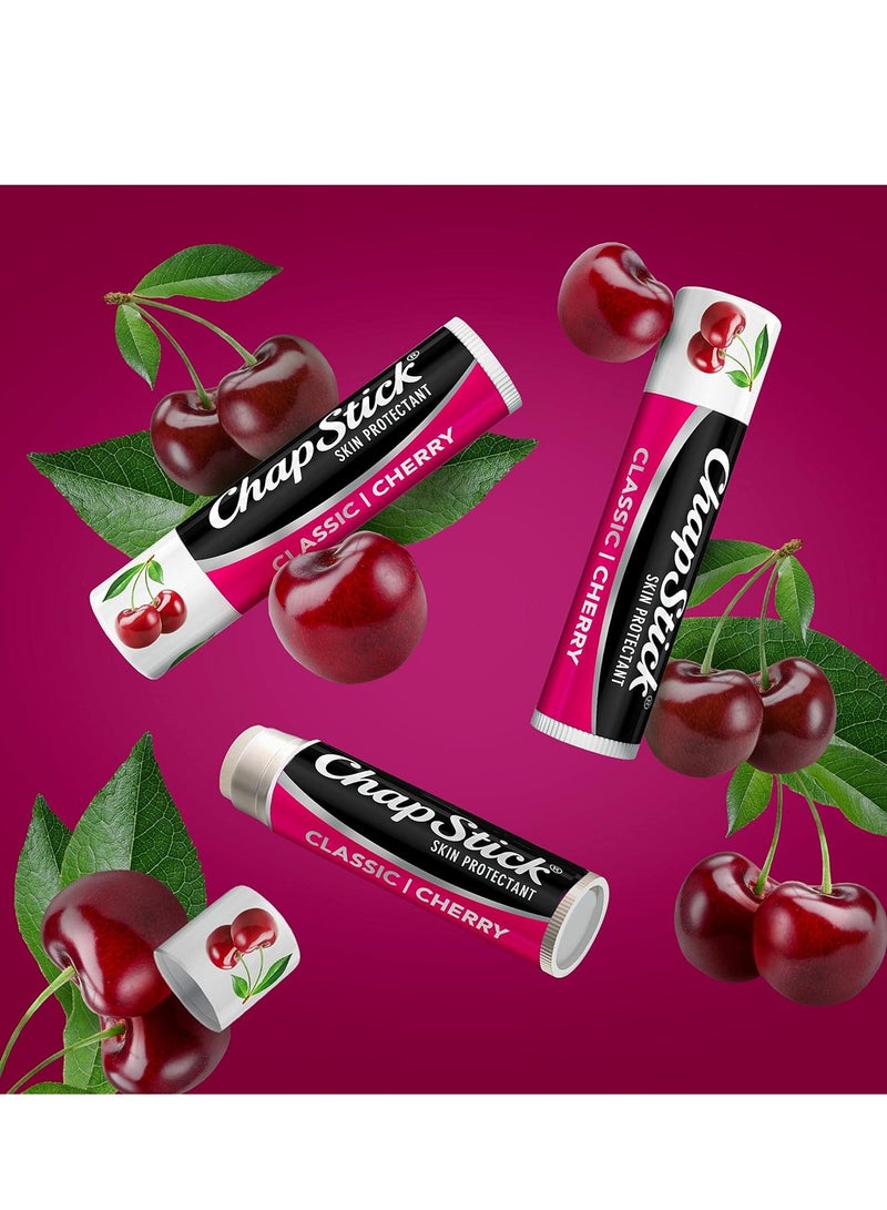 ChapStick Classic Skin Protectant Flavored Lip Balm Tube, Cherry Flavor, 0.15 Ounce (Pack of 3)