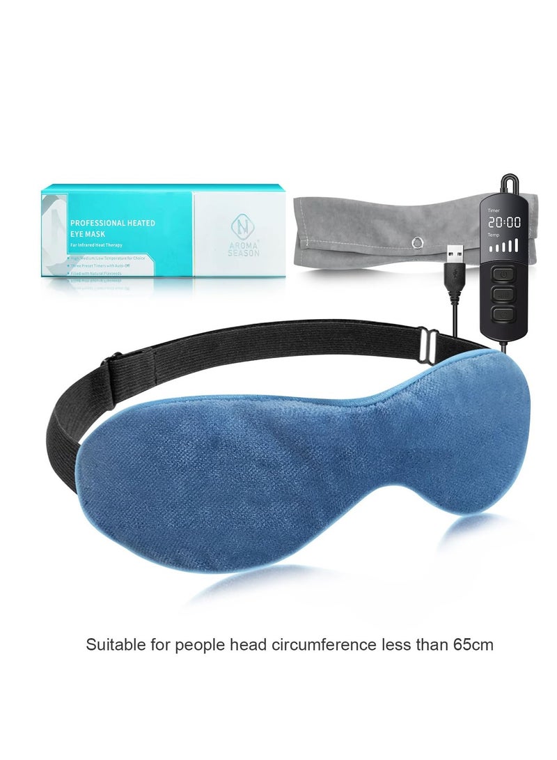 Aroma Season Heated Eye Mask for Dry Eyes, Warm Eye Compress with Flaxseed Graphene FIR for MGD, Dry Eye Syndrome, Chalazion Blepharitis Stye Eye Treatment, Steam Moist to Unclog glands (Blue)