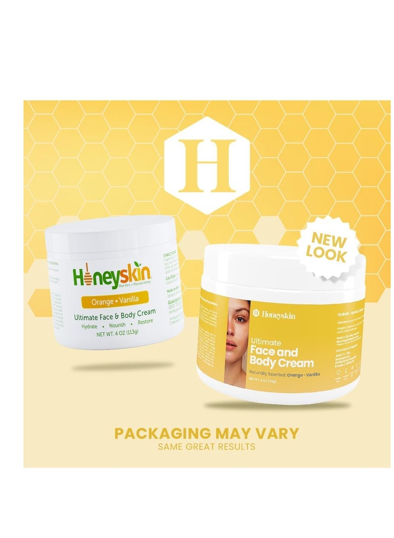 Hydrating Face Moisturizer & Body Cream with Manuka Honey Cream & Coconut Body Oil - Organic Face Moisturizer and Body Lotion for Extremely Dry Skin - For Dry Itchy Skin & Rosacea Treatment (8oz)