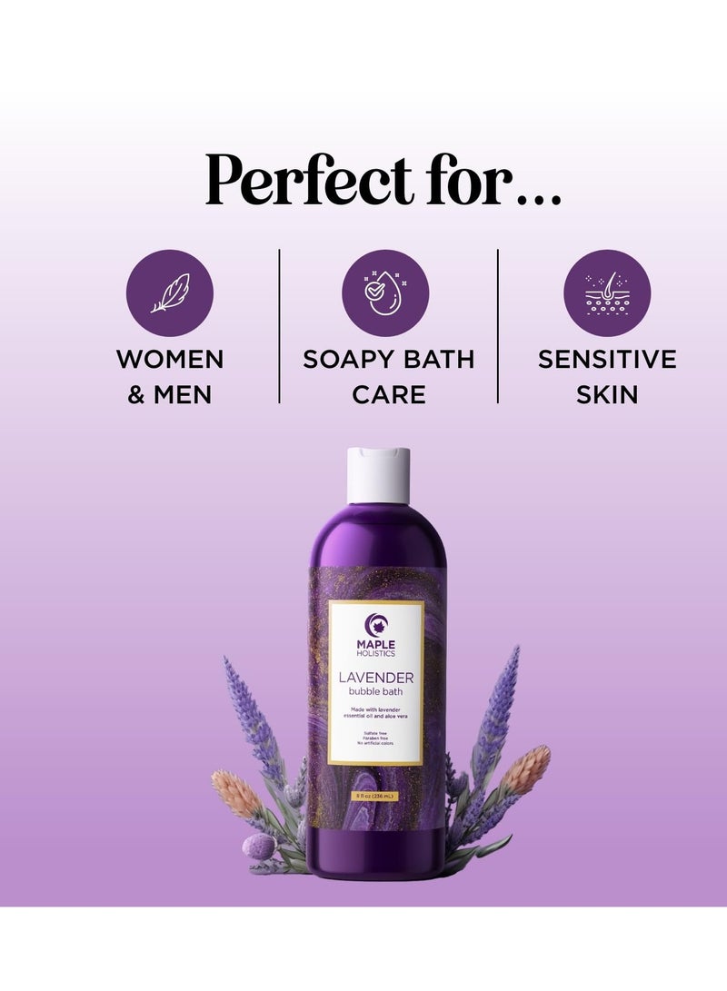 Premium Lavender Bubble Bath Soak - Aromatherapy Bubble Bath Soap and Luxury Lavender Bath Oil for Dry Skin - Moisturizing and Relaxing Bubble Bath for Adults with Aromatherapy Oils for Self Care