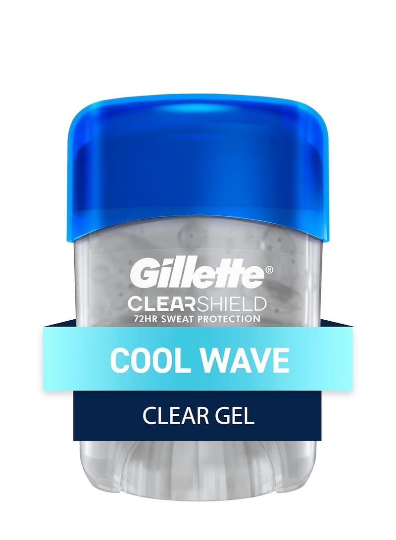 Gillette Antiperspirant and Deodorant for Men, 72hr Sweat Protection, Anti-White Mark, Clear Gel, Cool Wave Scent, 0.5 oz