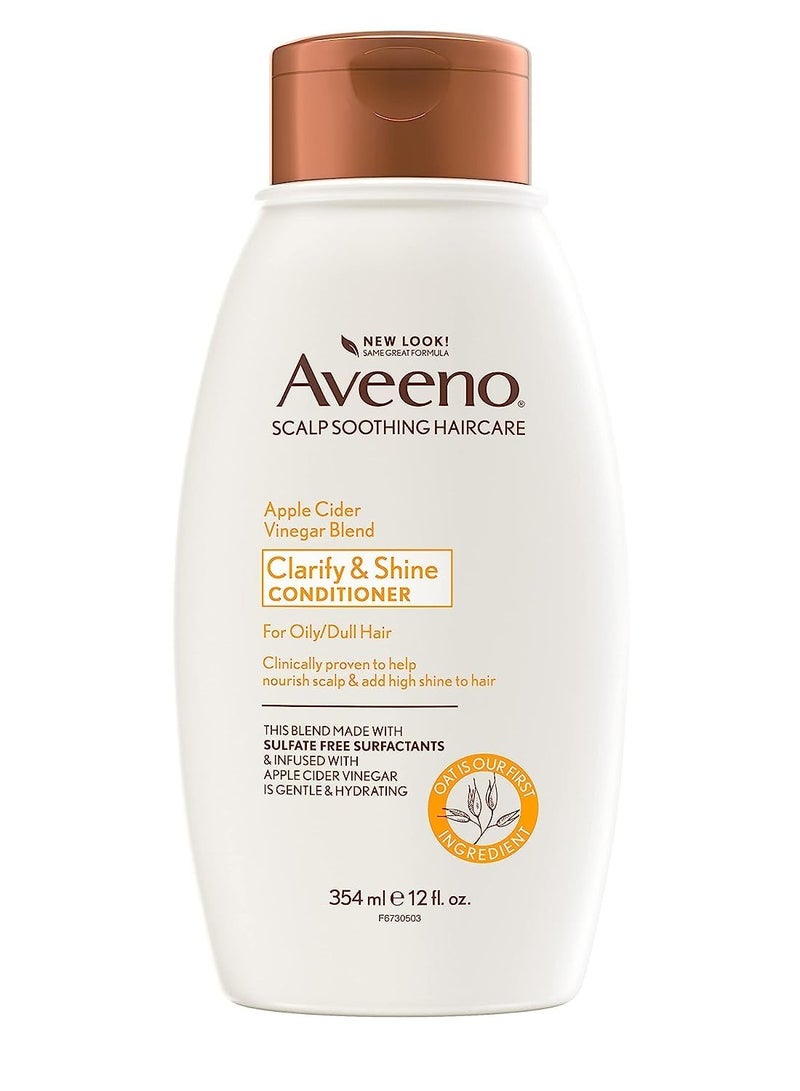 Aveeno Apple Cider Vinegar Sulfate-Free Conditioner for Balance & High Shine, Daily Moisturizing & Scalp Soothing Conditioner for Oily or Dull Hair, Paraben & Dye-Free, 12oz