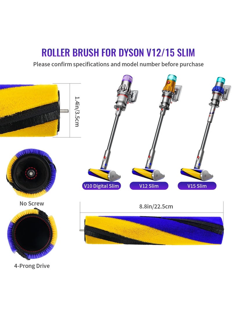 Soft Roller Brush Replacement for Dyson V8 Slim, V10 Slim, V12 Detect Slim, and V15 Detect Slim - Vacuum Cleaner Head Brushroll Attachment (Part No. 971634-01)