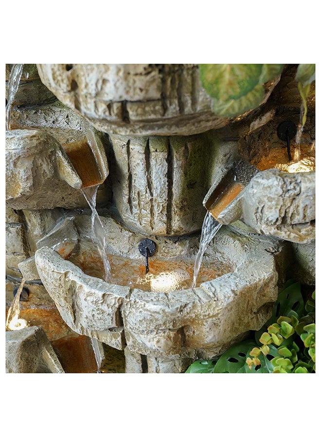 Naigra Falls Fountain Indoor/Outdoor Garden Waterfalls Relaxing Natural Flowing Water Meditation Modern Design Zen Water Falls Decor For Home Office L 82 x W 64 x H 170 cm Light Brown