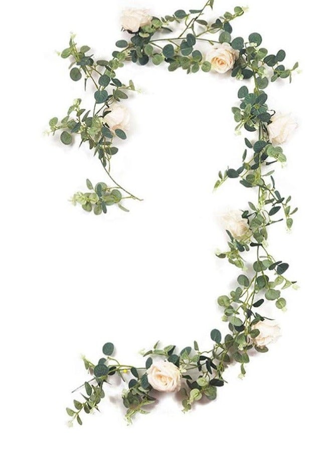 Lifelike Silk Rose Garland for Home Wedding Party and Garden Decor Indoor Floral Banner