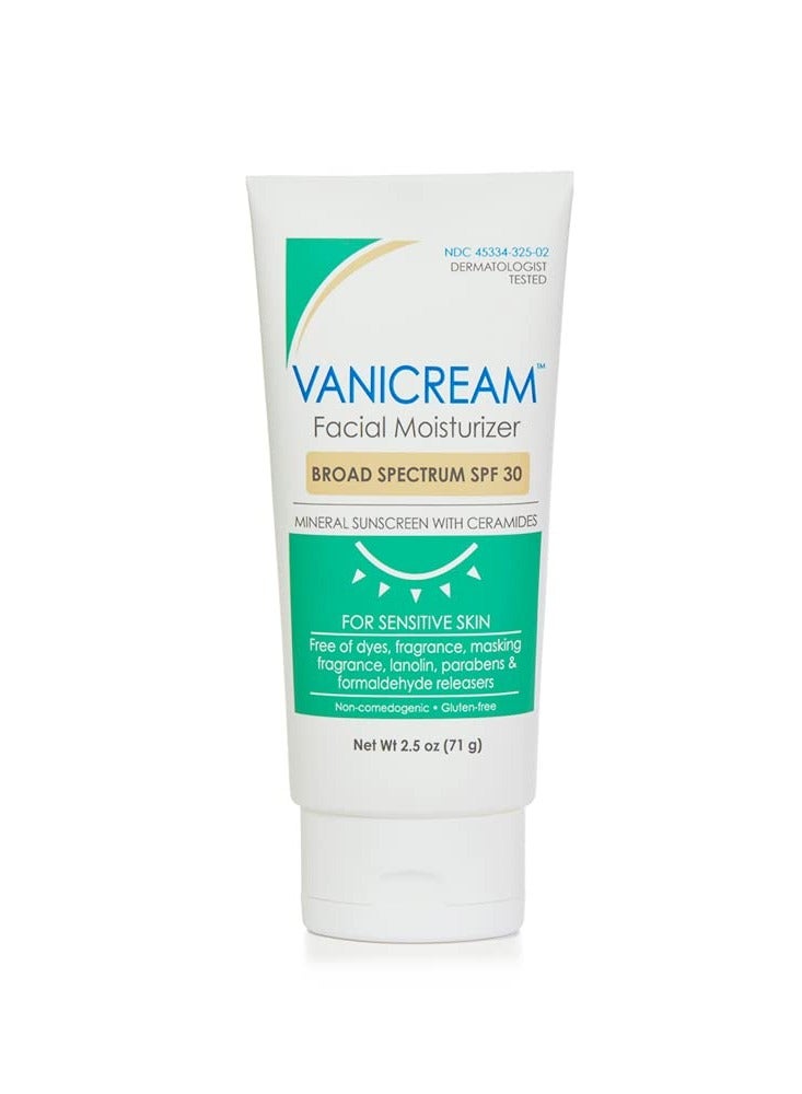 Vanicream Facial Moisturizer with SPF 30 - Mineral Sunscreen - 2.5fl oz - Formulated Without Common Irritants for Those with Sensitive Skin