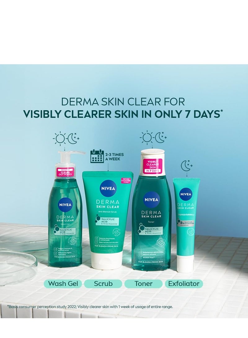 NIVEA Derma Skin Clear Wash Gel (150ml), Deep Cleansing Face Wash Gel, Salicylic Acid Face Wash Enriched with Niacinamide to Cleanse Pores and Remove Impurities