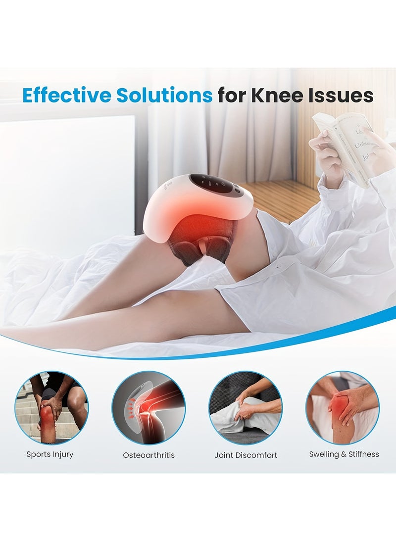 Knee Massager, Cordless Knee Massager with Multi-Function Screen, Physical Heating and Vibration Function, Best Gift for A Comforting Massage 2000Mah