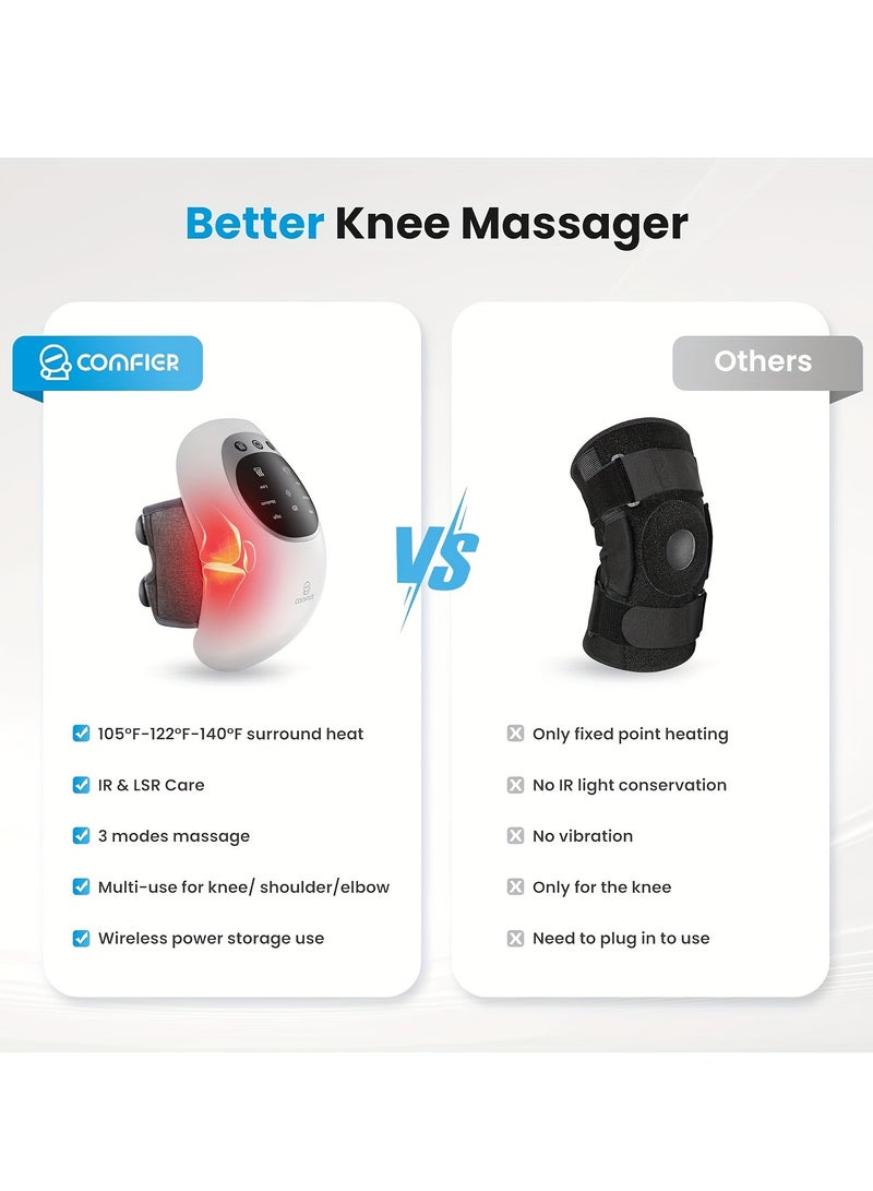 Knee Massager, Cordless Knee Massager with Multi-Function Screen, Physical Heating and Vibration Function, Best Gift for A Comforting Massage 2000Mah