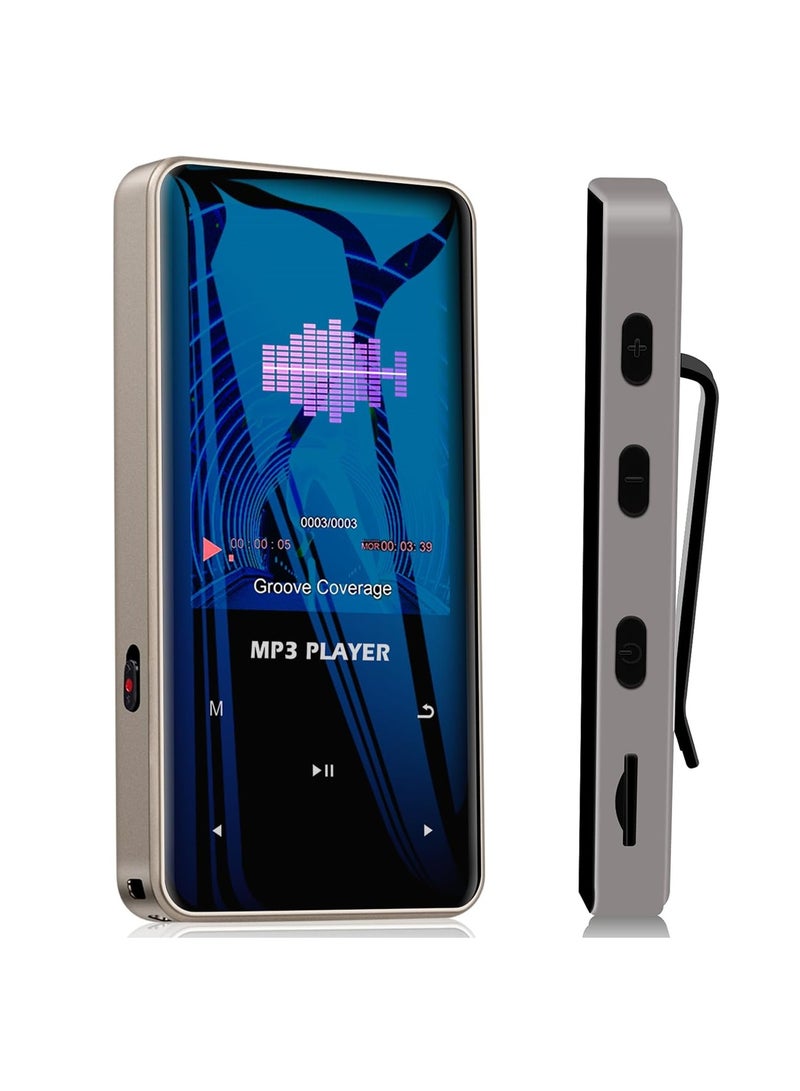 32GB Mp3 Player with Bluetooth 5.0 Music Player Voice Recorder Portable Digital Lossless Music MP3 MP4 Player for Kids with FM Radio HD Speaker for Sports Running Super Light Metal Shell Touch Buttons Support 128GB Expansion