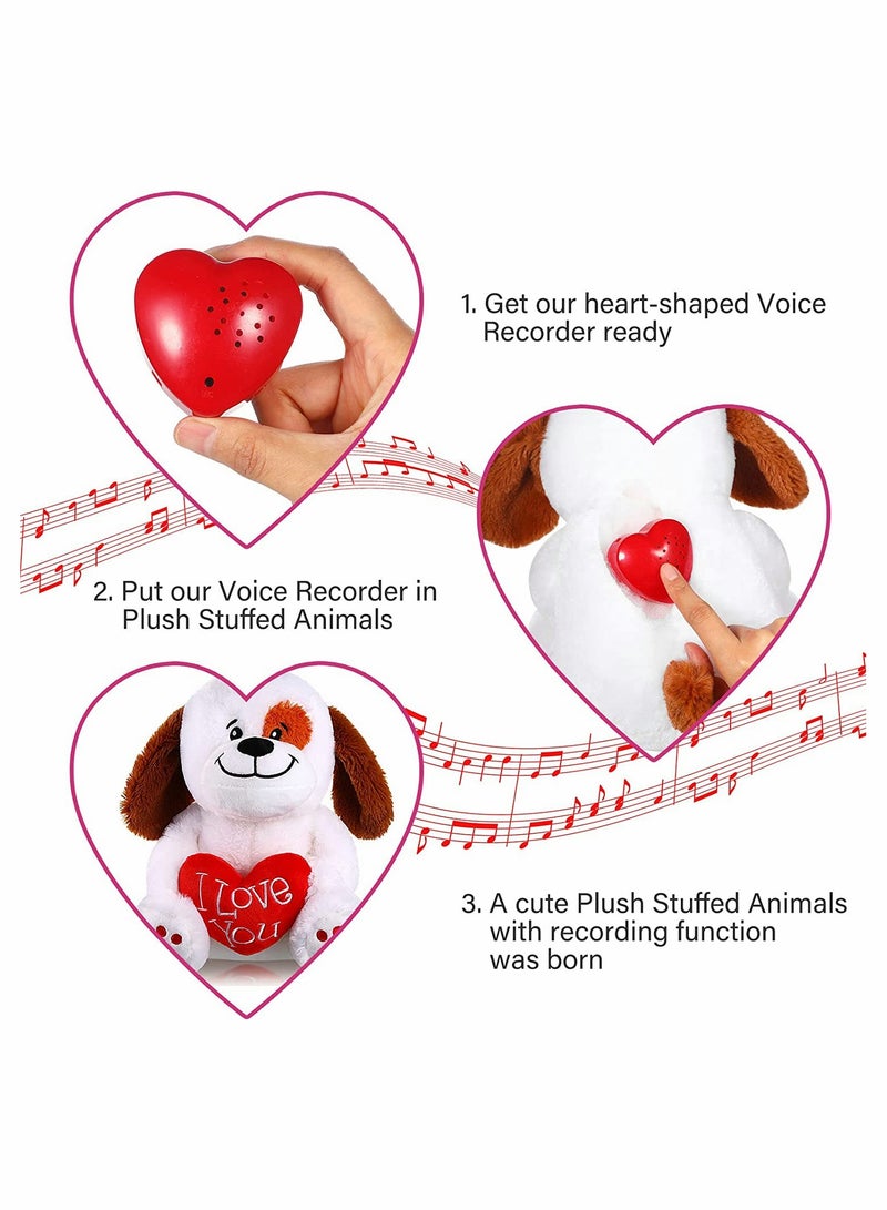 Voice Recorder for Stuffed Animal, 20 Seconds Stuffed Animal Voice Recorder Box, Bear Toy Push Button Sound Recorder, Heartbeat Recorder, Recording Device Sound Module for Toys, 4 Pcs (Red)