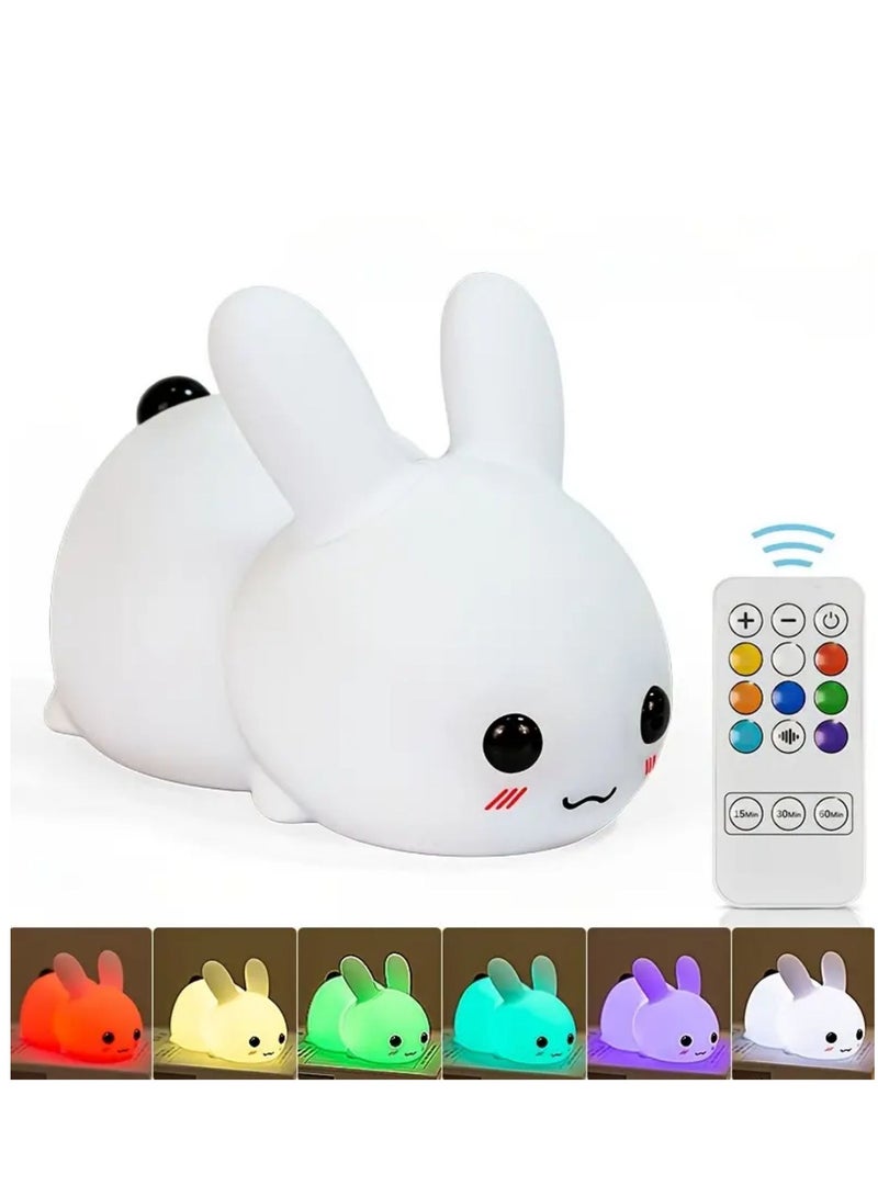 Rechargeable Rabbit Silicone Night Light - Table Lamp for Baby Feeding, Eye Protection & Kids' Sleep