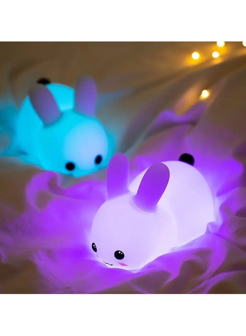 Rechargeable Rabbit Silicone Night Light - Table Lamp for Baby Feeding, Eye Protection & Kids' Sleep