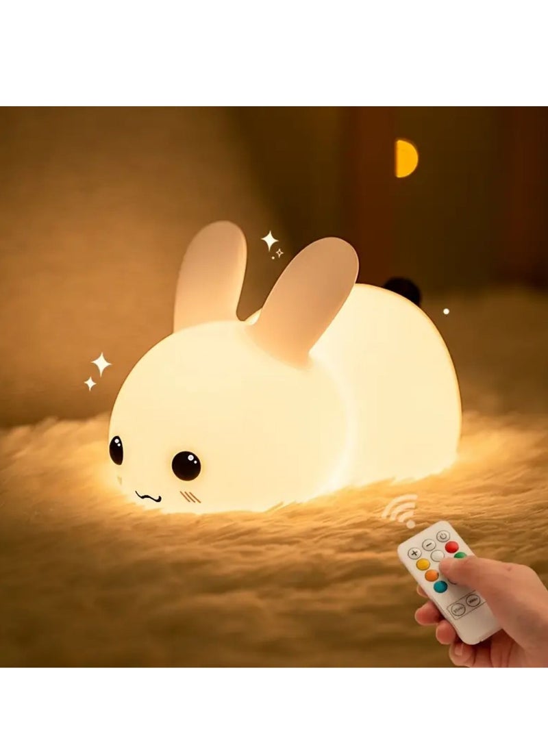 Rechargeable Rabbit Silicone Night Light - Table Lamp for Baby Feeding, Eye Protection & Kids' Sleep