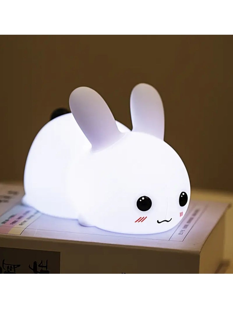 Rechargeable Rabbit Silicone Night Light - Table Lamp for Baby Feeding, Eye Protection & Kids' Sleep