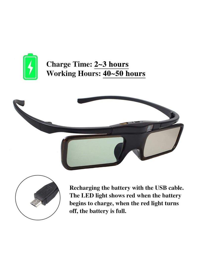 Rechargeable RF 3D Glasses by DELFINO, Compatible with Sony, Epson, Toshiba, Sharp - Works with TDG-BT500A, SSG-5100GB, AN3DG40 Models.