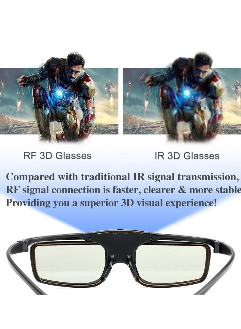 Rechargeable RF 3D Glasses by DELFINO, Compatible with Sony, Epson, Toshiba, Sharp - Works with TDG-BT500A, SSG-5100GB, AN3DG40 Models.