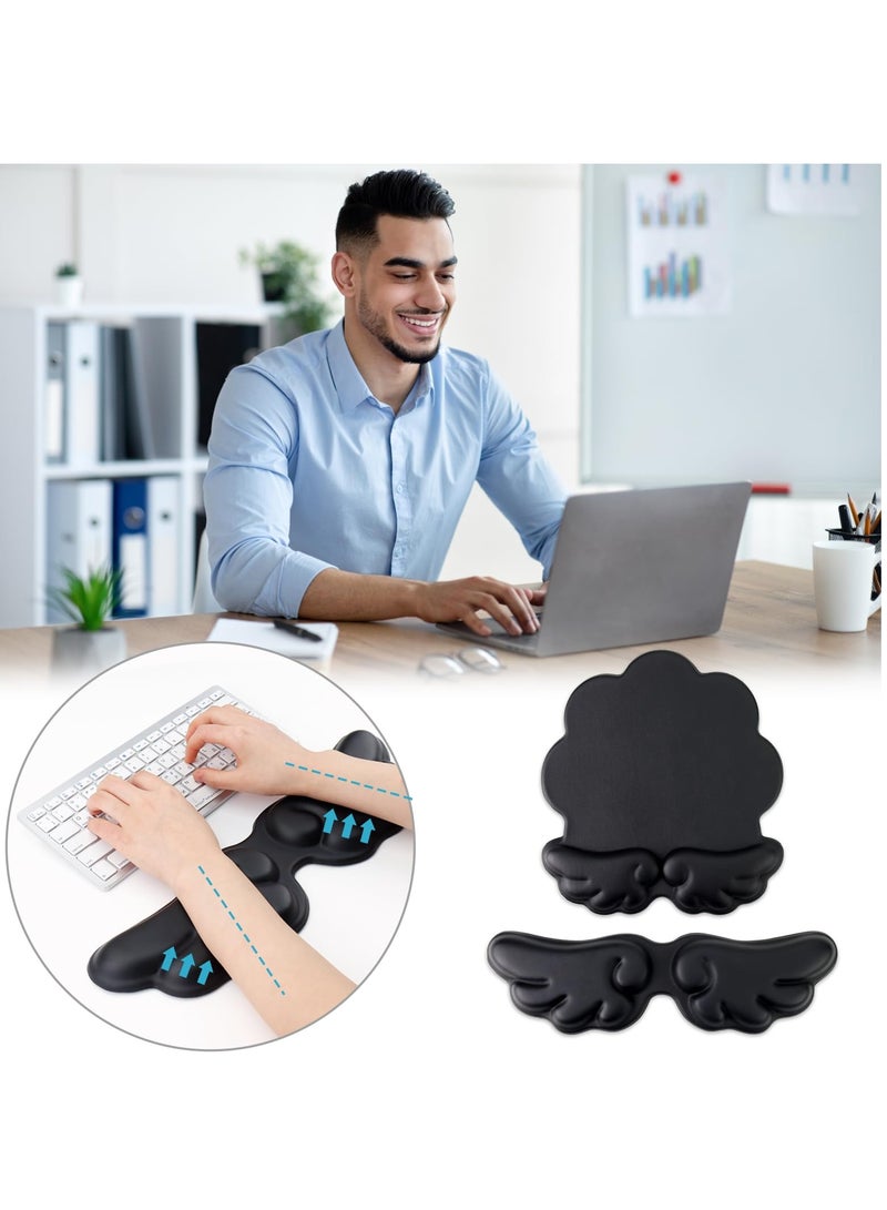 Ergonomic Memory Foam Wrist Rest Set for Keyboard and Mouse, Non,Slip Base for Comfortable Typing and Gaming, Palm Support for Pain Relief