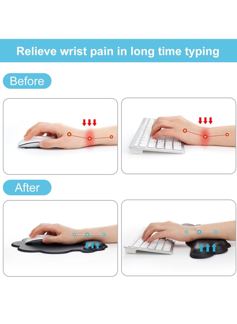 Ergonomic Memory Foam Wrist Rest Set for Keyboard and Mouse, Non,Slip Base for Comfortable Typing and Gaming, Palm Support for Pain Relief