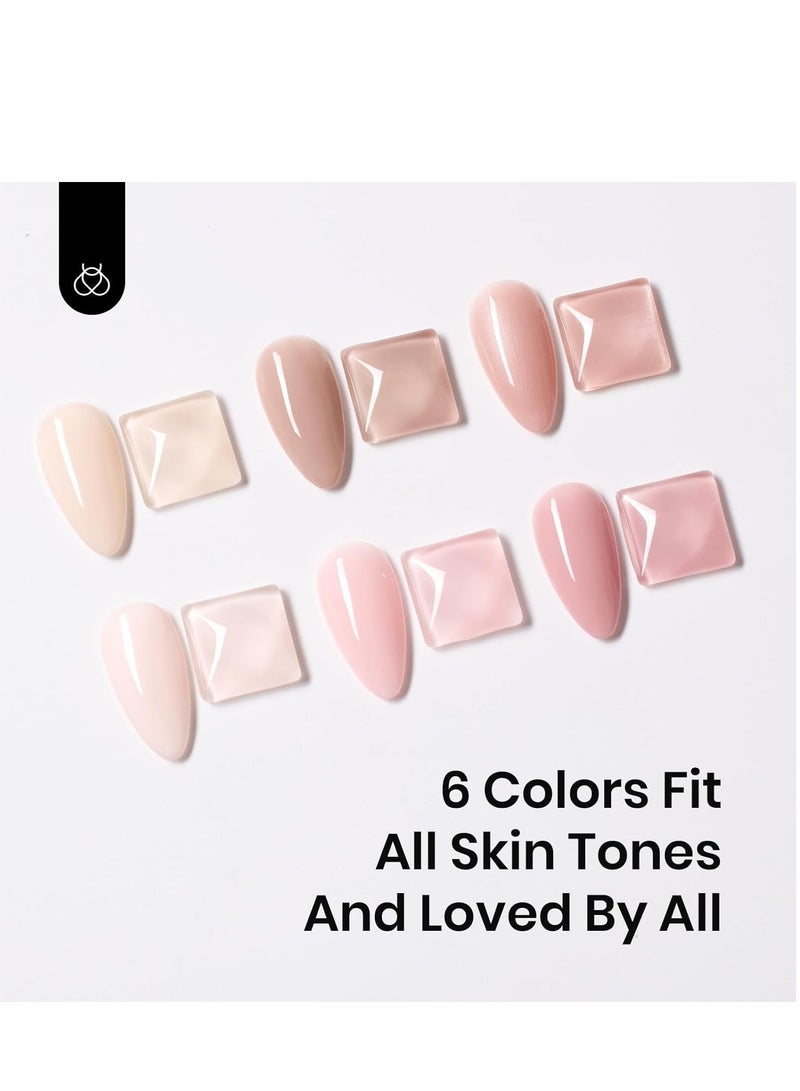 Beetles Color Base Gel Nail Polish, 6 Colors Nude Gel Polish Pink Nail Polish Peach Pink Nail Polish Neutral Sheer French Tip Base Colors Soak Off Nail Art Manicure DIY at Home Gift for Women