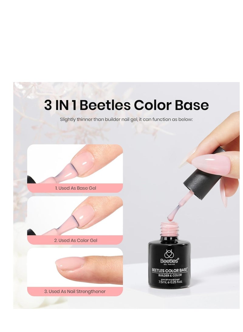 Beetles Color Base Gel Nail Polish, 6 Colors Nude Gel Polish Pink Nail Polish Peach Pink Nail Polish Neutral Sheer French Tip Base Colors Soak Off Nail Art Manicure DIY at Home Gift for Women