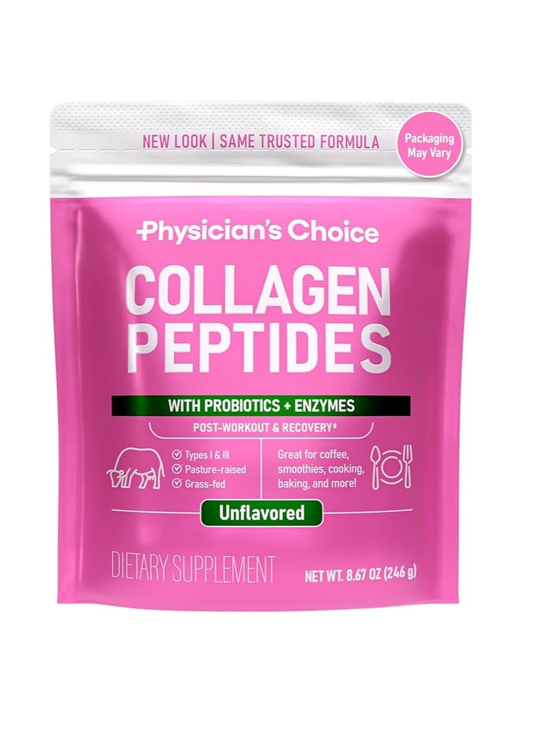 Collagen Peptides With Probiotics + Enzymes Post Workout And Recovery Unflavored 8.67Oz 246G