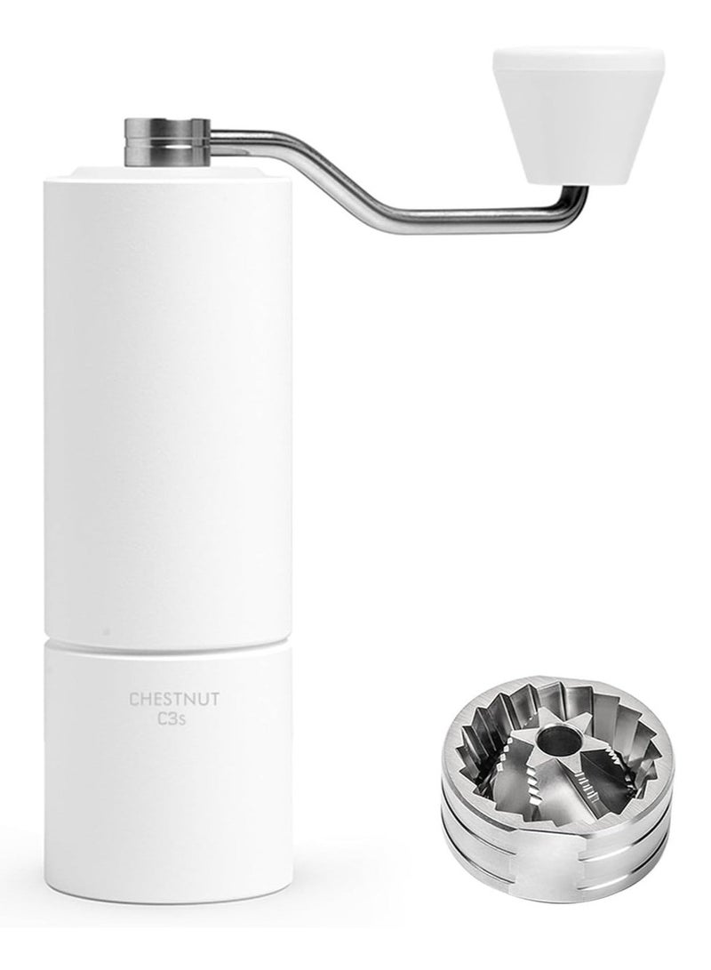 TIMEMORE C3S Manual Coffee Grinder with CNC Stainless Steel Conical Burr Capacity 25g, Internal Adjustable Setting, Double Bearing Positioning for Travel, Camping, Gift Chestnut (White)