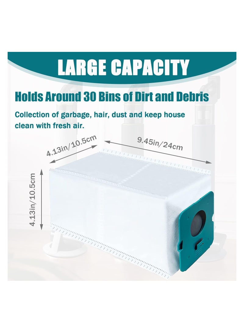 10 Pack for VCA-ADB95 Dust Bags Compatible with for Samsung Bespoke Jet Cordless Stick Vacuum Cleaner Large Capacity Automatic Dust Collection Bags Accessory Disposable Replacement Bags