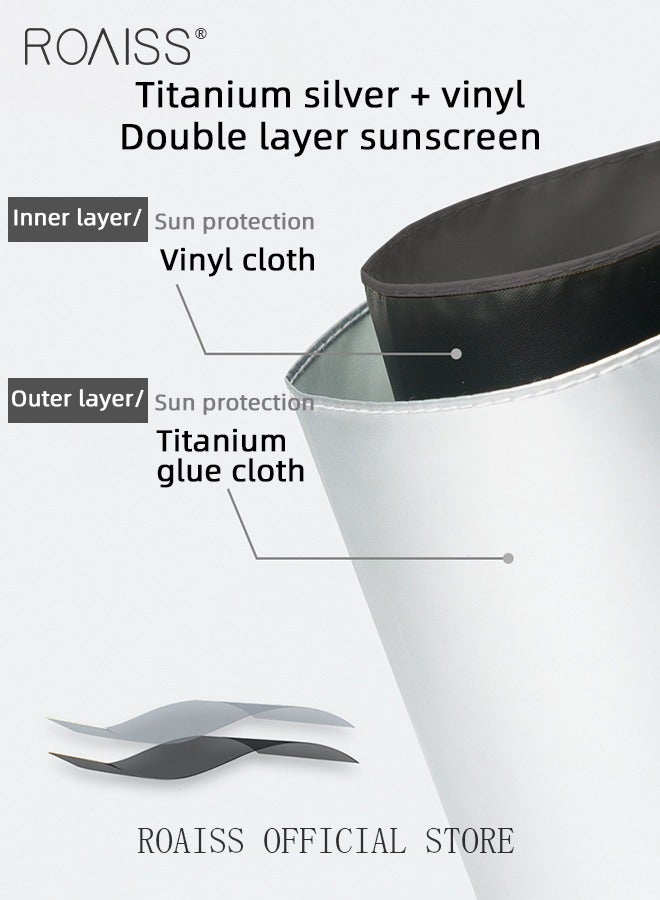 3 Fold Multi-functional Sun Umbrella with Super Sun and UV Protection Double-Layer Vinyl Sunshade 8 Rib Design for Rain and Shine Upf50+ Suitable for Commuting and Traveling Outdoors
