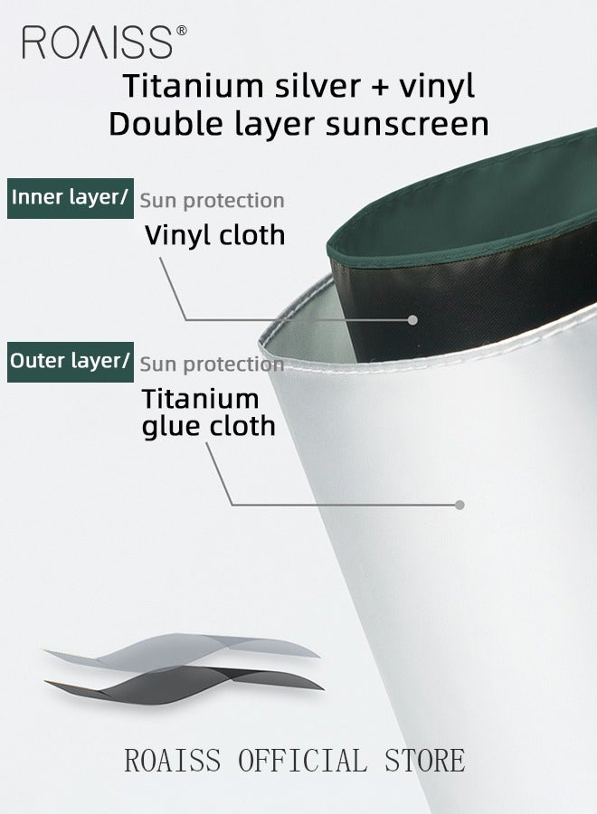 3 Fold Multi-functional Sun Umbrella with Super Sun and UV Protection Double-Layer Vinyl Sunshade 8 Rib Design for Rain and Shine Upf50+ Suitable for Commuting and Traveling Outdoors