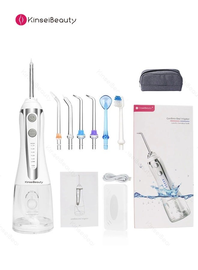 Portable Dental Water Flosser IPX7 Waterproof Cordless Water Dental Flosser White 300ml