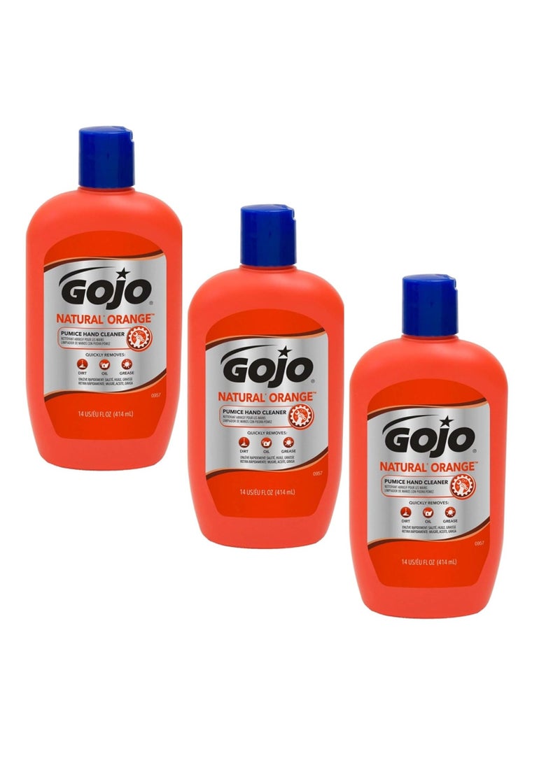 Gojo 957 Natural Orange Pumice Hand Cleaner - 14 oz. - 3 Pack