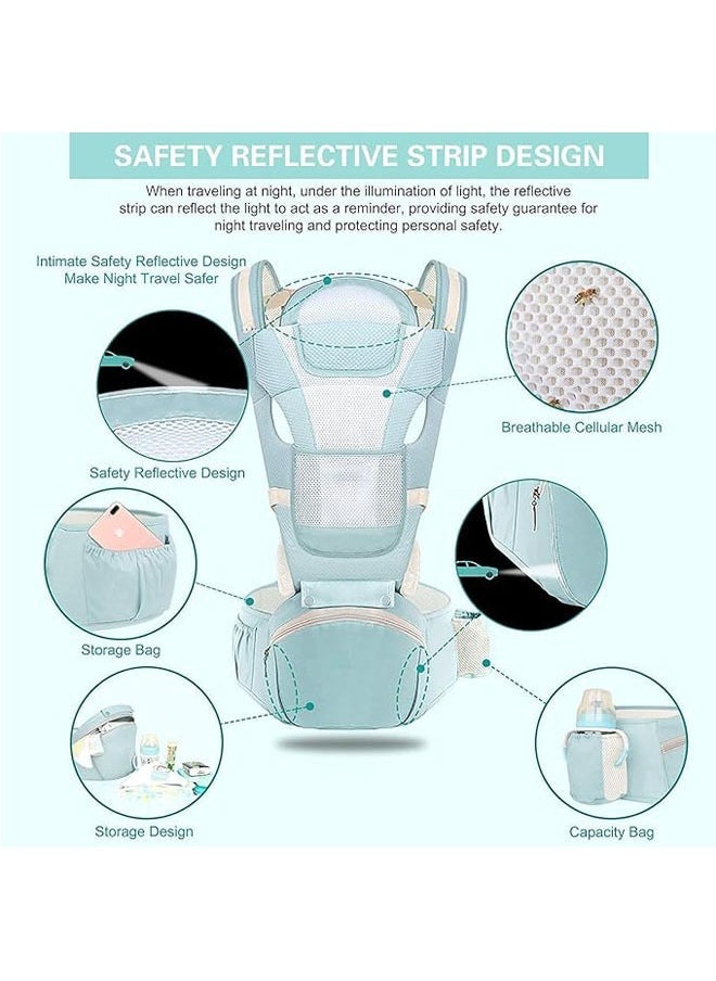 6 In 1 Carrying Mode Multifunctional Baby Strap Waist Stool Hip Seat Baby Carrier, 0 - 36 Months, Blue