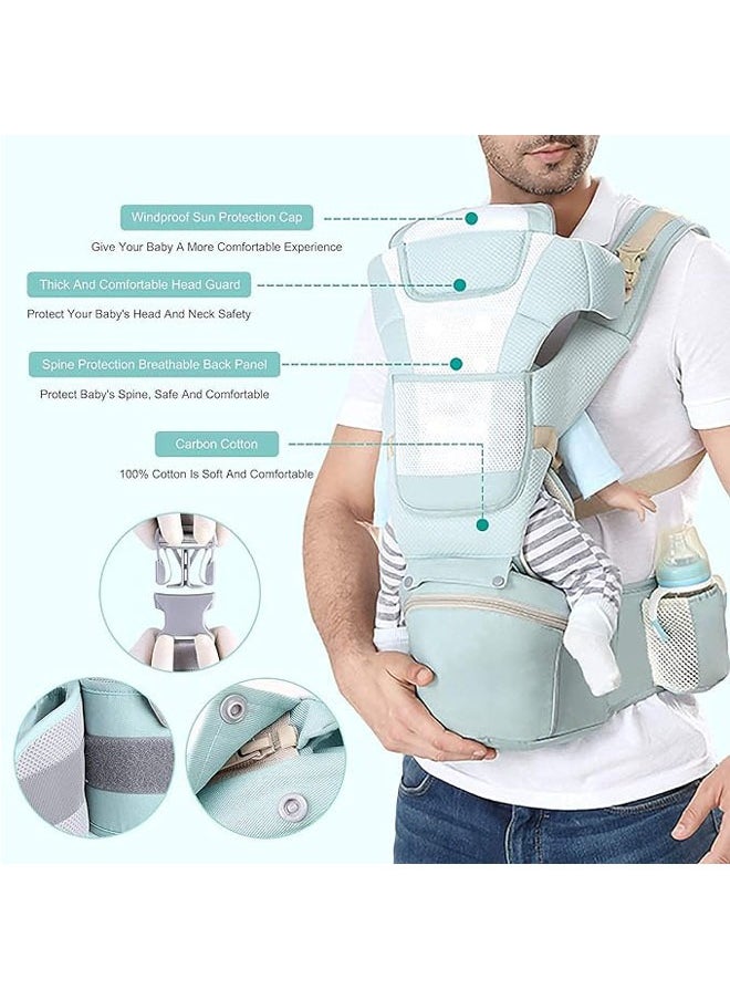 6 In 1 Carrying Mode Multifunctional Baby Strap Waist Stool Hip Seat Baby Carrier, 0 - 36 Months, Blue