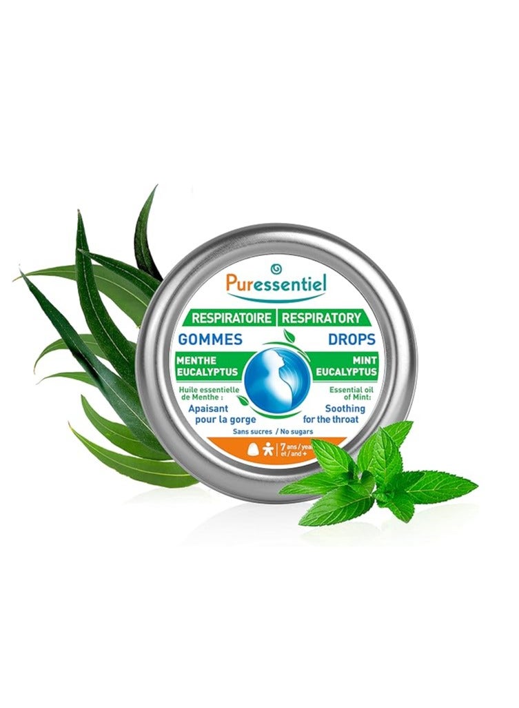 Puressentiel Respiratory Eucalyptus Throat Gum Soothing for Throat 45 g