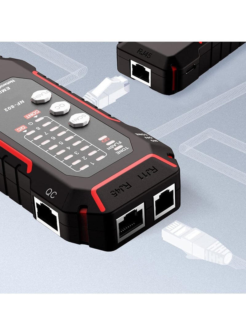 Line Finder, Network Wire Tracker, RJ11 RJ45 Network Cable Tester, Multifunction Anti-Interference Ethernet Cable Finder for Network Cable, Telephone Line, Neutral Wire and Live Wire