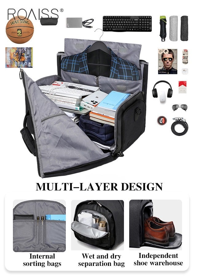 Large Capacity Outdoor Travel Bag Portable Suit Garment Storage Bag Foldable Business Luggage Bag with Multifunctional Organizer Suitable for Carrying and Storing Travel Essentials