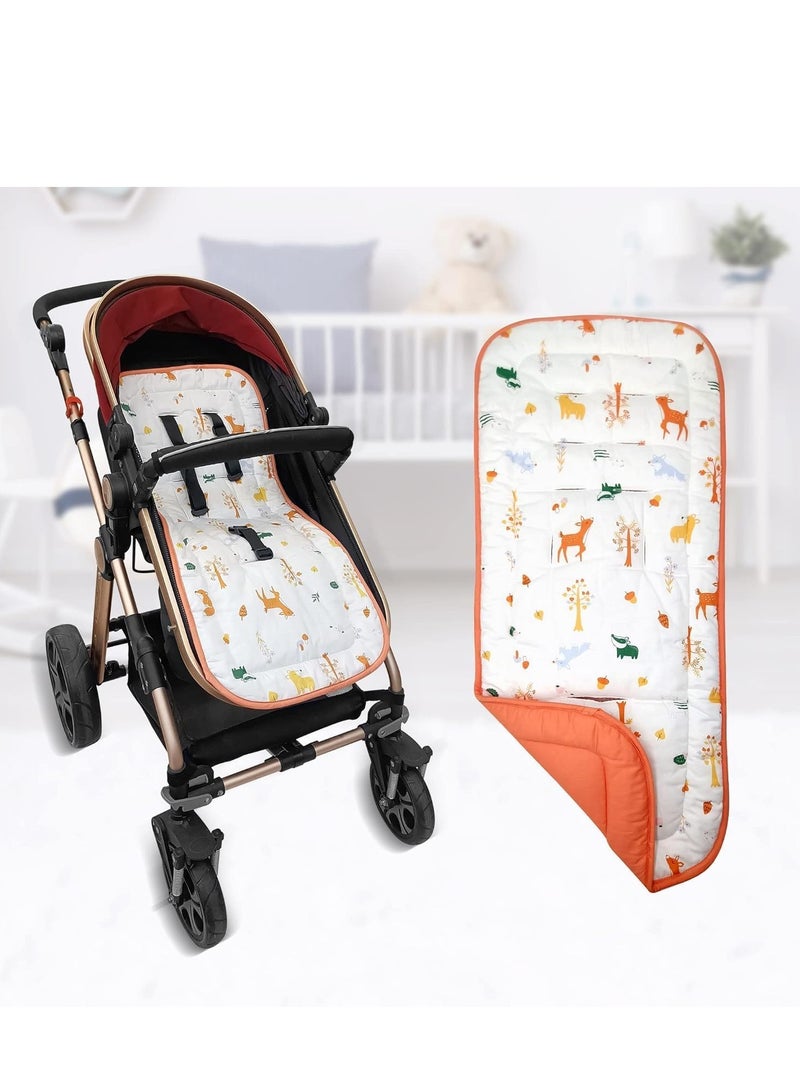 Baby Stroller Cushion, Cotton Cover Toddler Seat Pad Liner, Infant Car Carriage Cushion, Universal Breathable and Soft Stroller Mat, Newborn Stroller Pad, Comfortable Seat Pad Liner 13*30inch