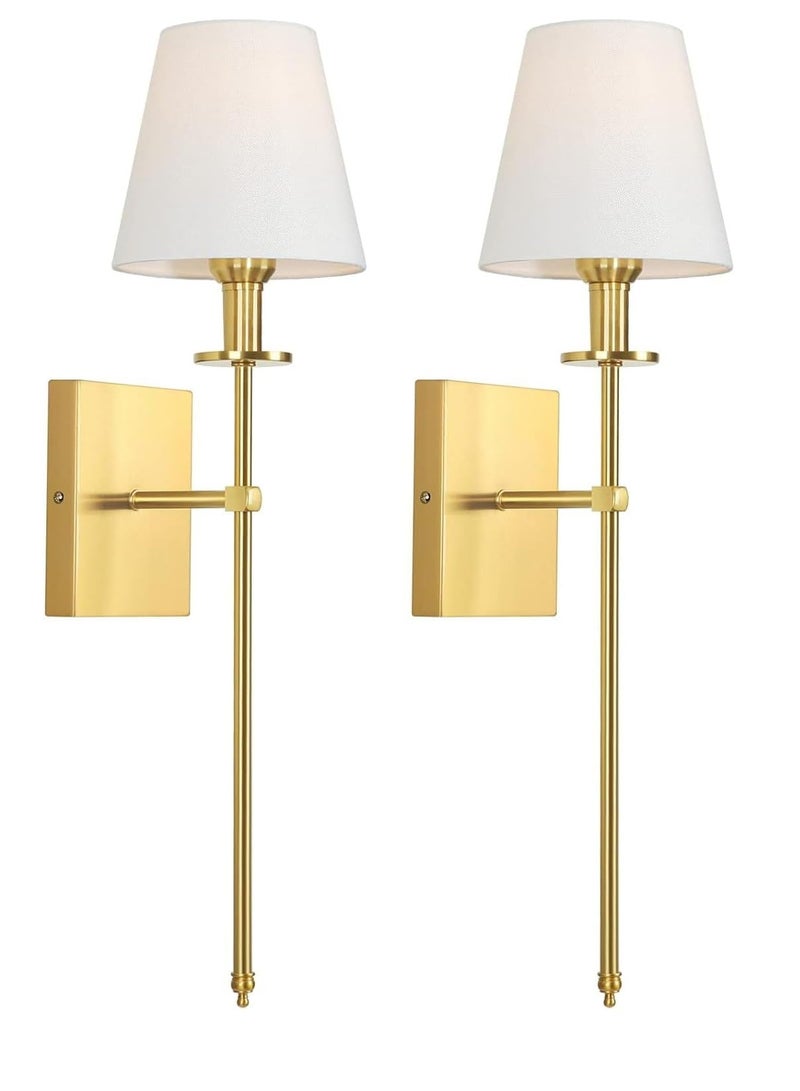 2 Pcs Slim Wall Sconces with Fabric Shade Industrial Wall Lighting Lamps Fixtures Wall Mounted Sconce for Mirror Hallway Kitchen Bedroom Living Room Bathroom Coppery