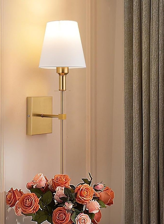 2 Pcs Slim Wall Sconces with Fabric Shade Industrial Wall Lighting Lamps Fixtures Wall Mounted Sconce for Mirror Hallway Kitchen Bedroom Living Room Bathroom Coppery