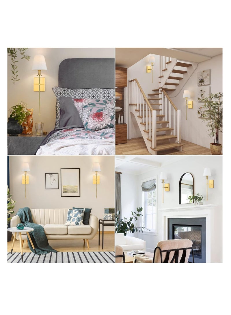 2 Pcs Slim Wall Sconces with Fabric Shade Industrial Wall Lighting Lamps Fixtures Wall Mounted Sconce for Mirror Hallway Kitchen Bedroom Living Room Bathroom Coppery