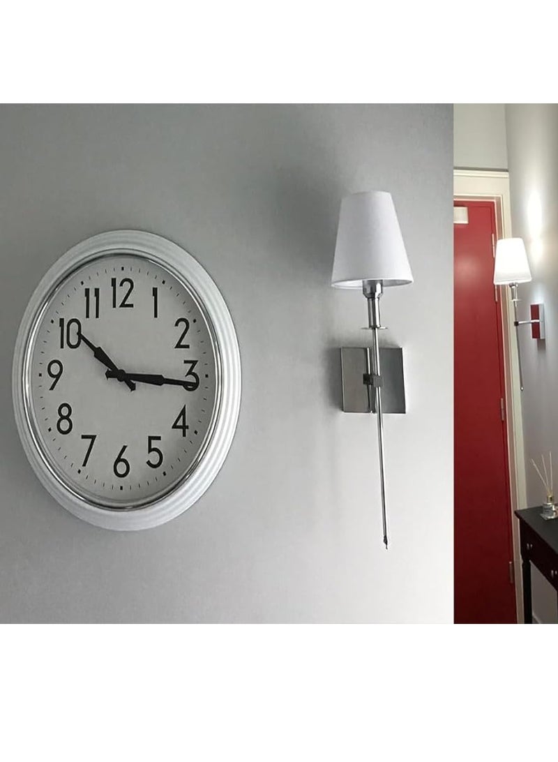 2 Pcs Slim Wall Sconces with Fabric Shade Industrial Wall Lighting Lamps Fixtures Wall Mounted Sconce for Mirror Hallway Kitchen Bedroom Living Room Bathroom Silver