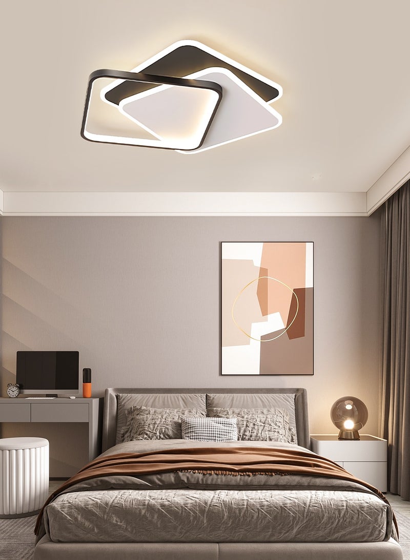 Modern LED Ceiling Light Bedroom,Square White and Black Ceiling Lights for Living Room,Kitchen,Dining Room,Study,Dimmable Acrylic Ceiling Lamp