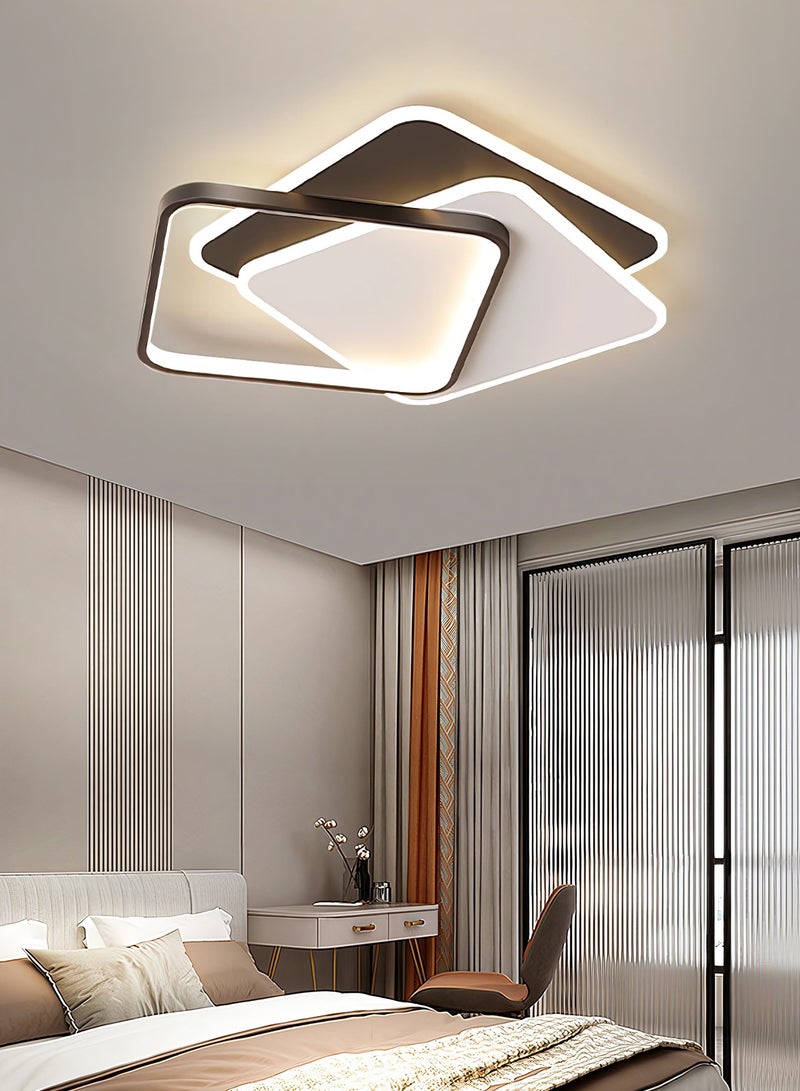 Modern LED Ceiling Light Bedroom,Square White and Black Ceiling Lights for Living Room,Kitchen,Dining Room,Study,Dimmable Acrylic Ceiling Lamp